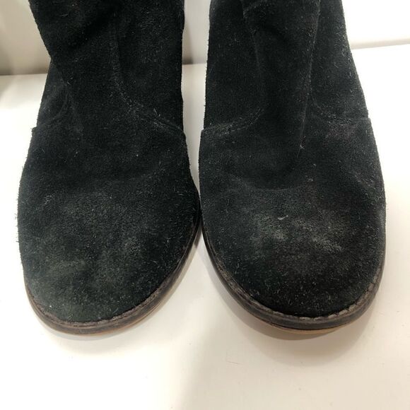 Splendid Black Suede Heeled Ankle Booties Boots - Picture 4 of 10